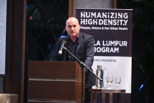 Matthew Holloway, Principal, Grimshaw Architects, illustrates the intensive placemaking exercise involved in developing Tun Razak Exchange as both a high-end international financial center and a public park and shopping center.