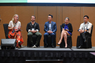 The panel discussion “High Density Development: How Social Value Creation and a Human-centric Approach Drives Financial Returns” was chaired by Kerry Stares, Partner & Director of Responsible Business & Pro Bono, Charles Russell Speechlys, with panelists Adrian Lee, Director of Operations, Lendlease; Alexander Bent, Founder & Managing Partner, Undivided Ventures; Elke Kornalijnslijper, Head of Sustainability Consulting, JLL; and Dustin Jefferson S. Onghanseng, CEO & Co-Founder, uHoo.