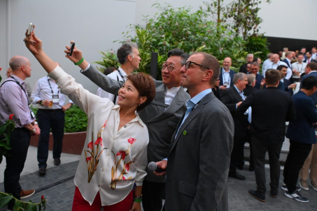 The Opening Networking Reception at the 2023 CTBUH International Conference, kindly sponsored by Surbana Jurong and hosted by CapitaLand, took place at CapitaSpring, a 276-meter-tall office and hotel building, with spectacular green spaces on both the rooftop and at the tower’s midpoint.