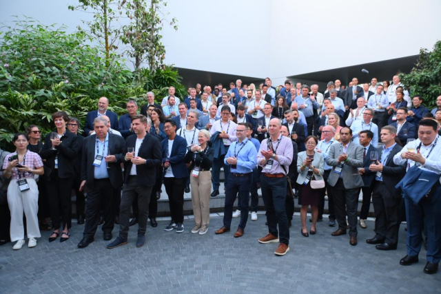 The Opening Networking Reception at the 2023 CTBUH International Conference, kindly sponsored by Surbana Jurong and hosted by CapitaLand, took place at CapitaSpring, a 276-meter-tall office and hotel building, with spectacular green spaces on both the rooftop and at the tower’s midpoint.