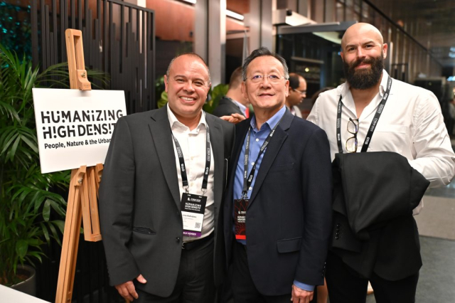 The Opening Networking Reception at the 2023 CTBUH International Conference, kindly sponsored by Surbana Jurong and hosted by CapitaLand, took place at CapitaSpring, a 276-meter-tall office and hotel building, with spectacular green spaces on both the rooftop and at the tower’s midpoint.