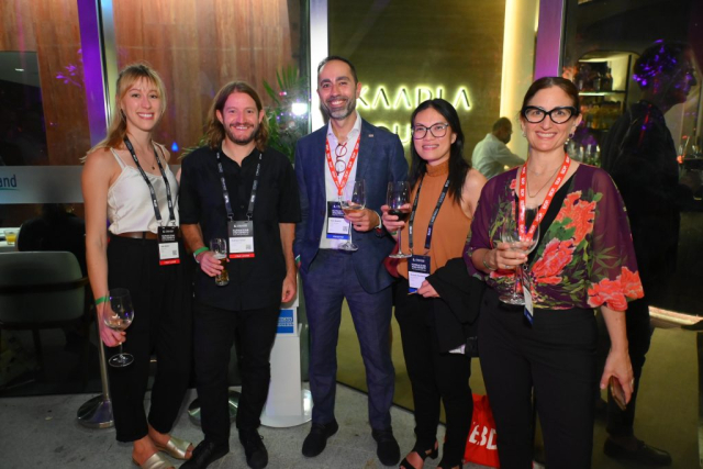 The Opening Networking Reception at the 2023 CTBUH International Conference, kindly sponsored by Surbana Jurong and hosted by CapitaLand, took place at CapitaSpring, a 276-meter-tall office and hotel building, with spectacular green spaces on both the rooftop and at the tower’s midpoint.