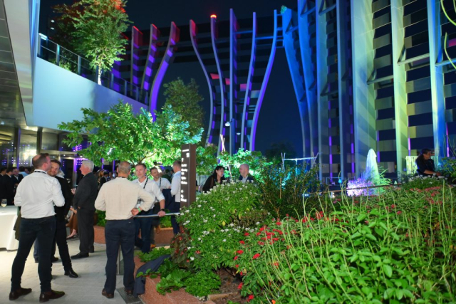 The Opening Networking Reception at the 2023 CTBUH International Conference, kindly sponsored by Surbana Jurong and hosted by CapitaLand, took place at CapitaSpring, a 276-meter-tall office and hotel building, with spectacular green spaces on both the rooftop and at the tower’s midpoint.
